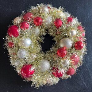Christmas Ornament Wreath - Red, Gold, Silver - 10"